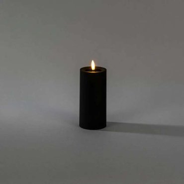Konstsmide - LED blokkaars op batterijen met flakkervlam - Ø 7 x 15 cm - IP44 - zwart