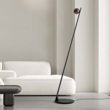 Nova Luce Lusa - vloerlamp - Ø 30 x 146,5 cm - 6W dimbare LED incl. - Moca-koffie en zwart
