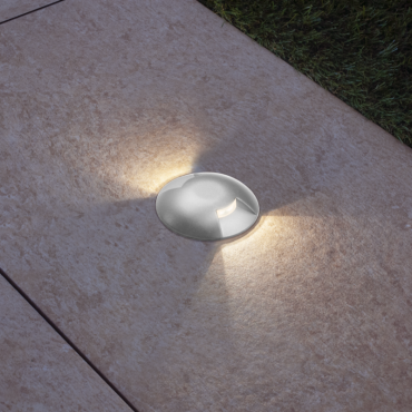 Century Italia Argo - grondspot met 2 vensters - Ø5,8 x 6,5 cm - 0,75W LED incl. - 3000K - IP67 - grijs