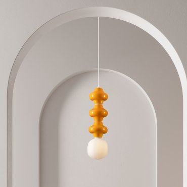 Nova Luce Clio - hanglamp - Ø 18 x 240 cm - oranje en opaalglas