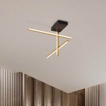 Nova Luce Antama - plafondlamp - 51 x 31 x 51 cm - 26W dimbare LED incl. - zandzwart en goud