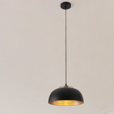 Nova Luce Sqube - hanglamp - Ø 35 x 130 cm - zandzwart en goud