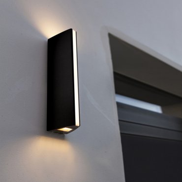 Lutec Leo - buiten wandlamp - 6 x 8 x 30 cm - 14,5W LED incl. - IP54 - zwart