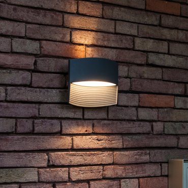 Lutec Lotus - buiten wandlamp - 18 x 64 x 14 cm - 11W LED incl. - IP54 - donkergrijs
