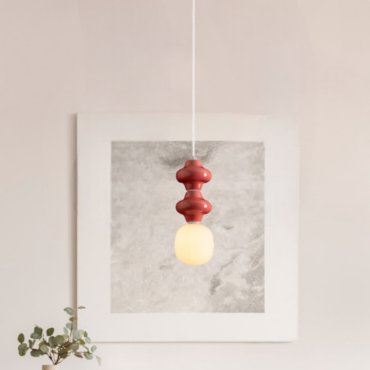 Nova Luce Clio - hanglamp - Ø 18 x 215 cm - rood, wit en opaalglas