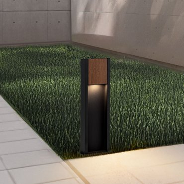 Nova Luce Kioo - tuinpaal - 14 x 50 x 8 cm - 11W LED incl. - IP65 - zandzwart en hout
