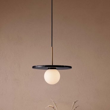 Nova Luce Idor - hanglamp - Ø 30 x 185 cm - zwart marmer en opaalglas