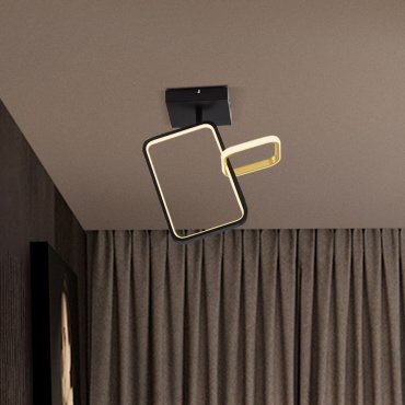 Nova Luce Imar - plafondlamp - 35 x 39 x 16 cm - 30W dimbare LED incl. - zandzwart en goud