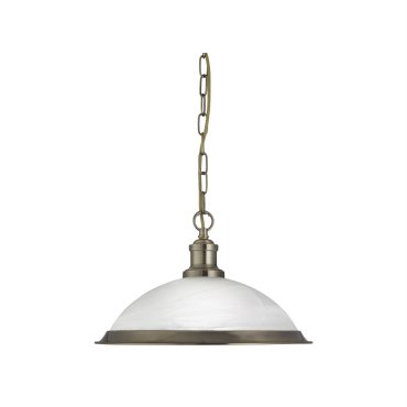 Searchlight Bistro - hanglamp - Ø 34 x 77 cm - albast en antiek messing