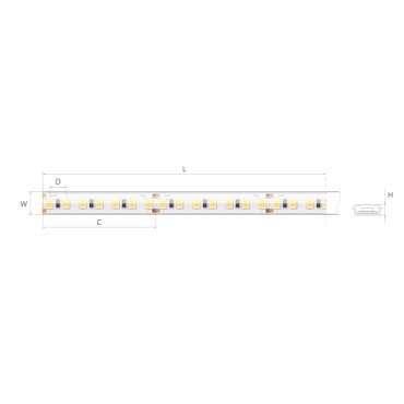 KLUS LED strip - 1,07cm breed, 500cm lengte - 24Vdc - dimbaar - 5W per meter - 140 LEDs per meter - IP65 - enkel compatibel met geselecteerde KLUS profielen - 3000K