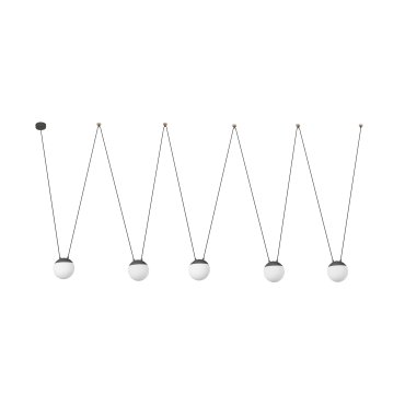 Faro Mine - hanglamp 5L - donkergrijs - glas