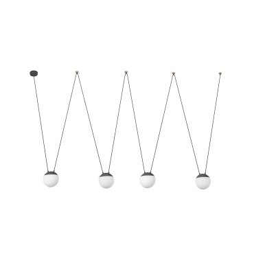 Faro Mine - hanglamp 4L - donkergrijs - glas