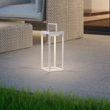 Nova Luce Tegolo - draagbare tafellamp op zonne-energie met USB-poort - 15,1 x 39,2 x 16,6 cm - 2W LED incl. -  IP54 - zandwit