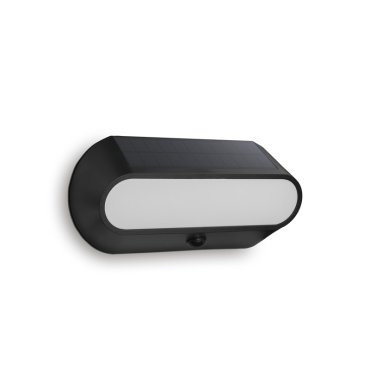 Century Italia Aura - buiten wandlamp op zonne-energie met sensor - 25 x 6,6 x 12 cm - 5W LED incl. - IP54 - zwart