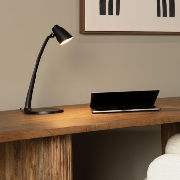 Lucide Ludo - bureaulamp - 15,6 x 19,1 x 40,2 cm - 4,5W LED incl. - zwart