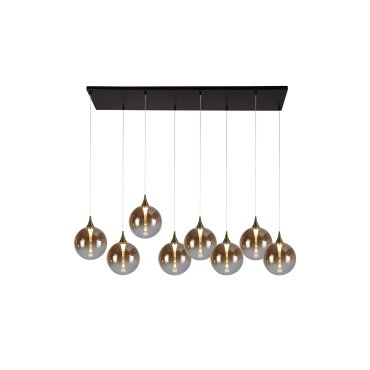 Searchlight Alchemy - hanglamp - 107 x 150 cm - 29W dimbare LED incl. - zwart, goud en amber