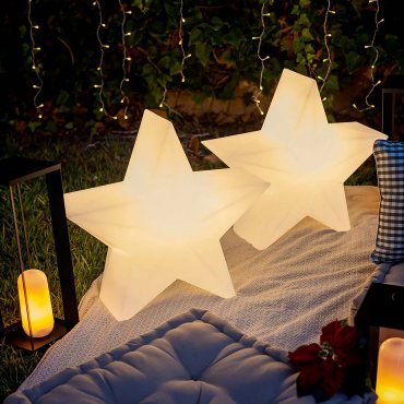 New Garden Nova 60 Christmas Star - oplaadbare vloerlamp op zonne-energie met afstandbediening - 62 x 57 x 25,6 cm - 5W RGB LED incl. - IP65 - wit