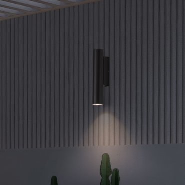Nova Luce Torrin - buiten wandverlichting - Ø 4,5 x 23 x 7,5 cm - 3W LED incl. - IP65 - donker antraciet