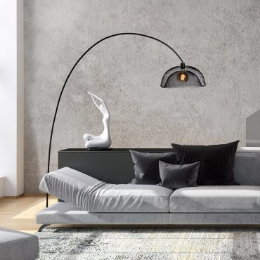 Lucide Mesh - staanlamp - 200 cm - zwart