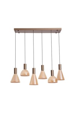 Searchlight Cannes - hanglamp - 96 x 32 x 150 cm - 41W dimbare LED incl. - koffiebruin en amber
