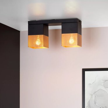 Lucide Renate - plafondverlichting - 32 x 10 x 16 cm - zwart en mat goud
