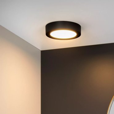 Lucide Brice-Led - plafondverlichting - Ø 18 x 3,9 cm - 11W dimbare LED incl. - IP44 - zwart