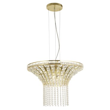 Searchlight Gemma - hanglamp - Ø 60 x 155 cm - satijn messing en transparant