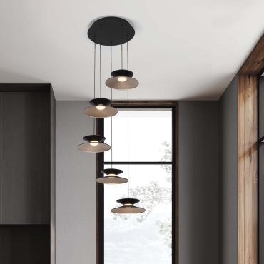 Nova Luce Morfi - hanglamp - Ø 42 x 161 cm - 25W dimbare LED incl. - zandzwart en goud
