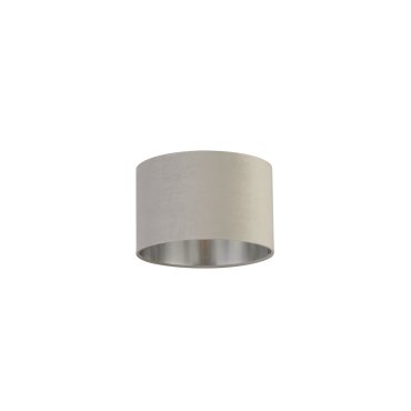 Searchlight Drum Shade - lampenkap - Ø 28 x 18 cm - lichtgrijs en geborsteld zilver