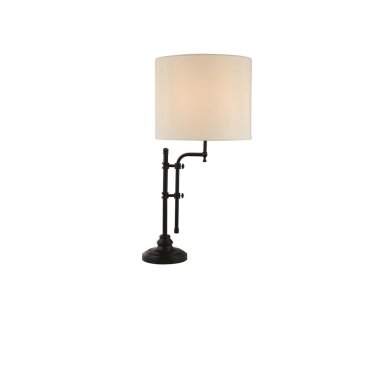 Searchlight Munich - tafellamp - 36 x 77 cm - zwart en natuurlijk linnen