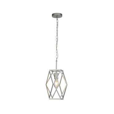 Searchlight Chassis - hanglamp - 25 x 25 x 95 cm - satijn zilver