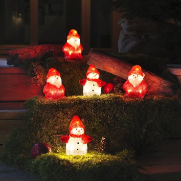 Konstsmide kerstverlichting - 5 decoratieve sneeuw- en kerstmannen - 7 x 13 x 400 cm - IP44 - rood en wit