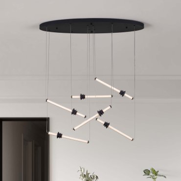 Nova Luce Stalactite - hanglamp - 120 x 250 x 43 cm - 36W dimbare LED incl. - zandzwart