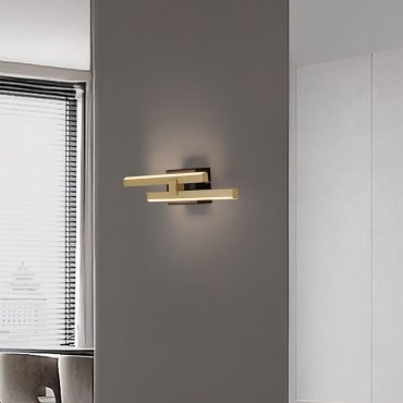 Nova Luce Amica - wandlamp - 6 x 8 x 53,5 cm - 12W dimbare LED incl. - zandzwart en goud