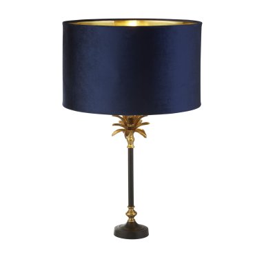 Searchlight Palm - tafellamp - Ø 40 x 65 cm - antiek messing, zwart, goud en marine