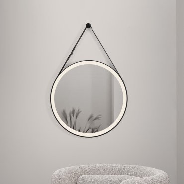 Nova Luce Rems - spiegel met verlichting - Ø 64 x 85 x 4 cm - 29W LED incl. - IP44 - zandzwart