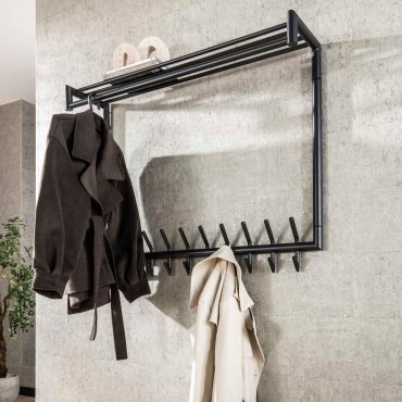 Vico Tubo - kapstok met wandschap - 100 x 27 x 80 cm - mat donker grijs