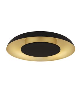 Nova Luce Epos - plafondlamp - Ø 40 x 6 cm - 24W dimbare LED incl. - zandzwart en geborsteld goud