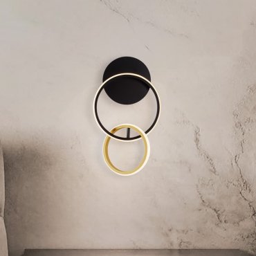 Nova Luce Imar - wandlamp - Ø 21 x 37,5 cm - 15W dimbare LED incl. - zandzwart en goud