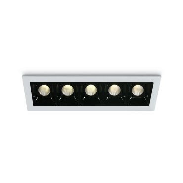 ONE Light Shop Square Boxes - inbouwspot - 146 x 45 mm, 137 x 36 mm inbouwmaat - 5 x 2W dimbare LED incl. - wit