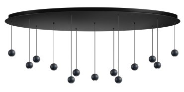 ETH Grace - hanglamp - Ø 4,8 x 200 cm - 52W dimbare LED incl. - zwart