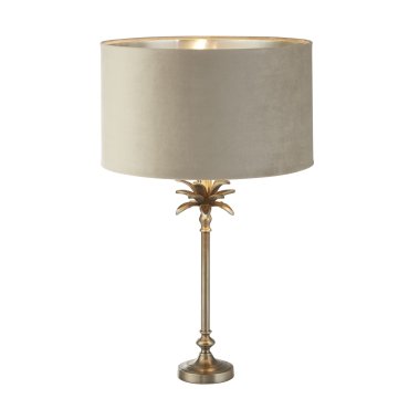 Searchlight Palm - tafellamp - Ø 38 x 65 cm - antiek nikkel en taupe