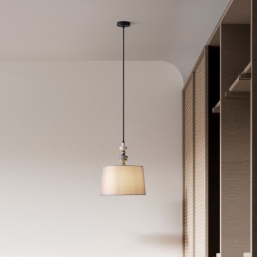 Nova Luce Damo - hanglamp - Ø 34 x 150 cm - mat zwart, grijs en bruin