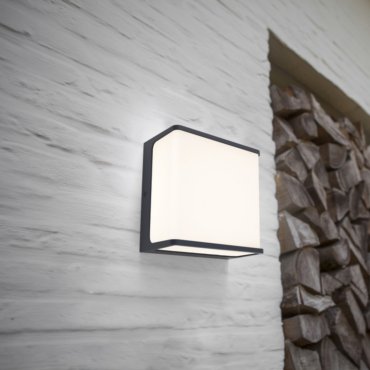 Lutec Doblo - buiten wandverlichting - 15 x 15 x 8 cm - 19,1W LED incl. - IP54 - donkergrijs