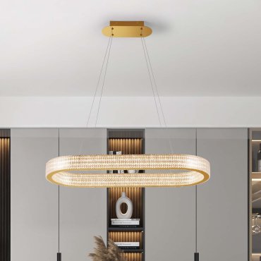 Nova Luce Kinara - hanglamp -  90 x 130 x 37 cm - 70W dimbare LED incl. - goud