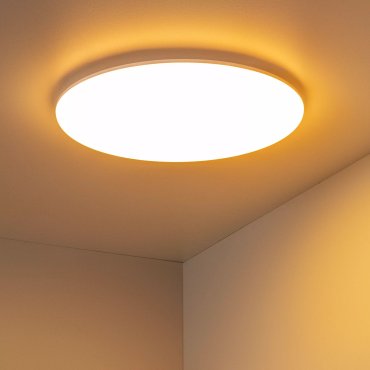 Lucide Olson - plafondlamp - Ø 45 x 4,5 cm - 45W LED incl. - instelbare lichtkleur - IP44 - opaal en wit