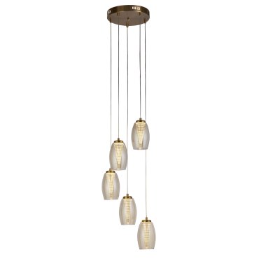 Searchlight Cyclone - hanglamp - Ø 35 x 150 cm - 27W dimbare LED incl. - brons en champagne