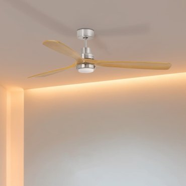 Faro Lantau L - plafondventilator met licht - Ø 132 cm - mat nikkel en den