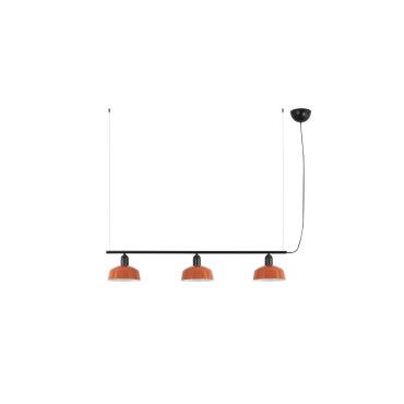 Faro Tatawin S - hanglamp - 100 x 18,4 x 210 cm - satijnzwart en glansroodachtigoranje