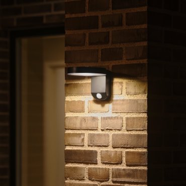 Nordlux Rica Round Solar - buiten wandverlichting op zonne-energie - Ø 15 x 12  x 18,2 cm - 5W LED incl. - IP44 - zwart